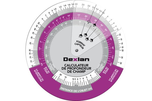 Dexlan disque calculateur profondeur champ pour cameras