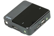 Commutateur KVM DisplayPort/audio USB 2 ports (4K pris en charge et câbles inclus) - 4096 x 2160 pixels - 4K Ultra HD - 2,18 W - Noir