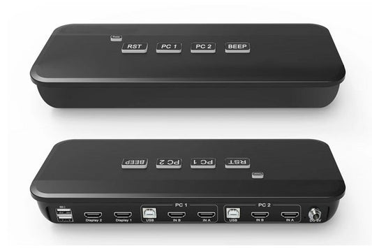 Switch KVM éco 2 ports double écran HDMI 4k / USB 2.0