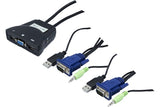 DEXLAN KVM Switch VGA/USB/HP Cables intégrés 2 ports