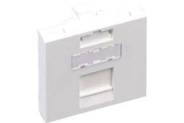 Plastron Netconnect simple 45x45 sortie droite à volet, blanc