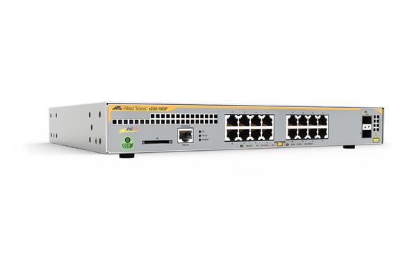 ALLIED L2+ managed switch 16x 10/100/1000Mbps POE ports 2x SFP uplink slots 1 Fixed AC power supply (P)