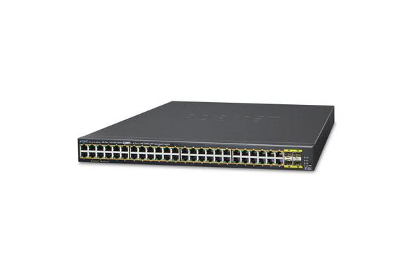 PLANET GS-4210-48P4S commutateur réseau Géré L2/L4 Gigabit Ethernet (10/100/1000) Connexion Ethernet, supportant l'alimentation via ce port (PoE) 1U Bleu
