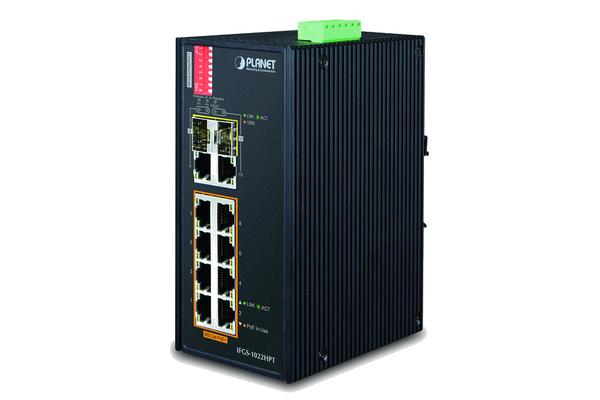 PLANET IFGS-1022HPT commutateur réseau Non-géré Fast Ethernet (10/100) Connexion Ethernet, supportant l'alimentation via ce port (PoE) Bleu