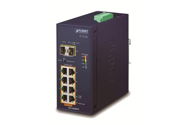 PLANET IP30 Ind 8-P 10/100/1000T Non-géré Gigabit Ethernet (10/100/1000) Connexion Ethernet, supportant l'alimentation via ce port (PoE) Bleu