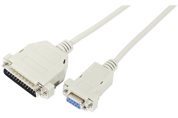 Cordon série Null Modem DB9F à DB25M - 3,00m