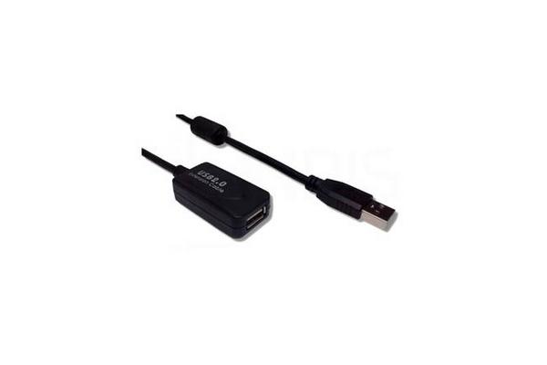 Cordon USB2.0 amplifié type A mâle/type A femelle, 10 m, noir
