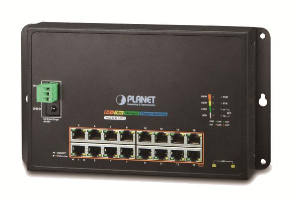 PLANET WGS-4215-16P2S commutateur réseau Géré L2 Gigabit Ethernet (10/100/1000) Connexion Ethernet, supportant l'alimentation via ce port (PoE) Noir