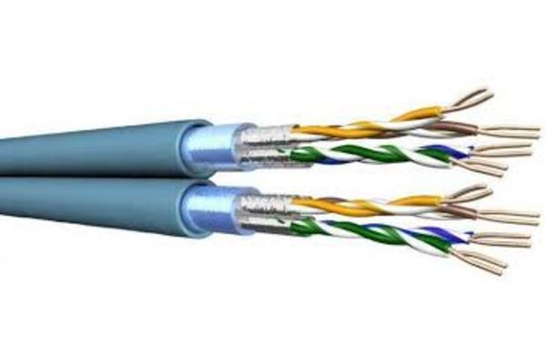 Câble F/FTP Cat6A LSZH 2x4 paires, par 500 m, bleu