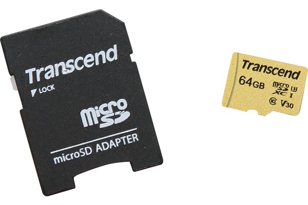 TRANSCEND Carte micro SDHC UHS I 500S Class 10 16 Go adaptateur SD inclus