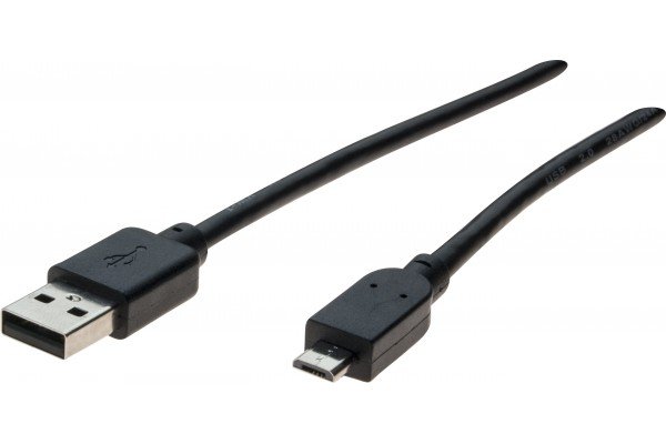 DACOMEX Sachet cordon USB 2.0 Type-A / micro USB B noir - 1 m