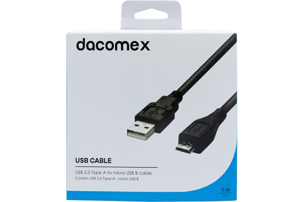 DACOMEX Cordon USB 2.0 Type-A - micro USB B noir - 1 m