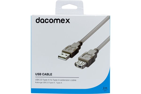 DACOMEX Rallonge USB 2.0 Type-A - Type A grise - 2 m