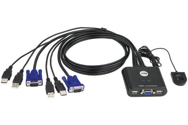 ATEN CS22U-AT commutateur écran, clavier et souris Noir