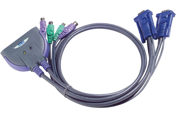 Aten CS62S Switch kvm 2 ports VGA/PS2 câbles intégrés 90cm