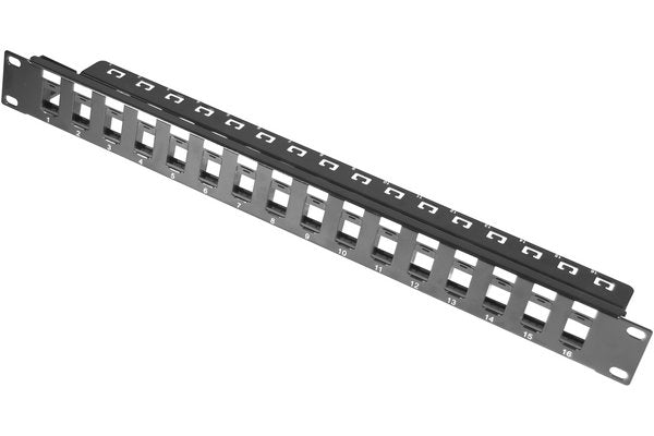 Panneau 19" 1U 16 ports UTP keystone avec support câbles