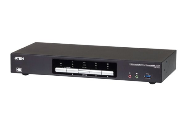 Commutateur KVMP™ deux affichage DisplayPort 4K 4 ports USB 3.0 - 4096 x 2160 pixels - Ethernet/LAN - 4K Ultra HD - 6,125 W - Noir