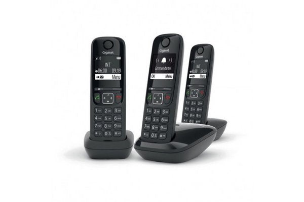 Gigaset AS690 TRIO téléphone DECT noir - base + 3 combinés