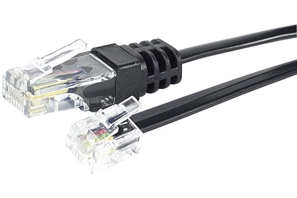 Cordon téléphonique RJ11 / RJ45 noir - 5 m