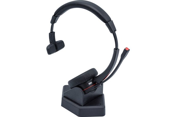 DACOMEX Casque UC sans fil BlueTooth monaural + socle USB-A