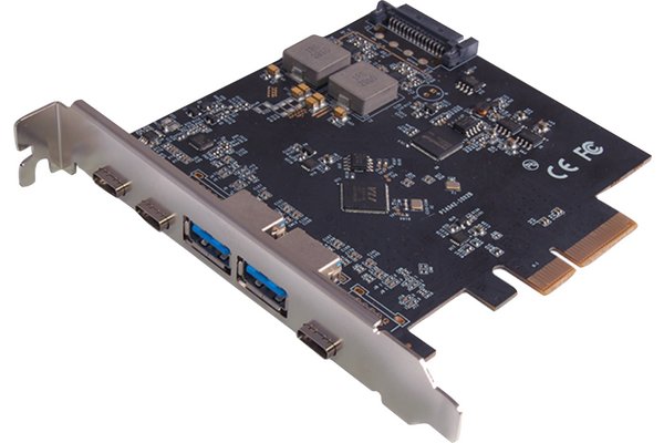Carte contrôleur 3p USB-C + 2x USB-A /USB3.2 Gen2 en PCIe x4