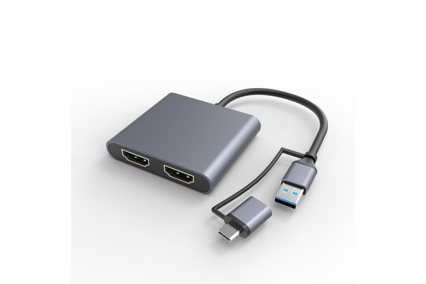 DEXLAN Double écran HDMI en carte externe sur USB 3.0 + Adaptateur.USB-C