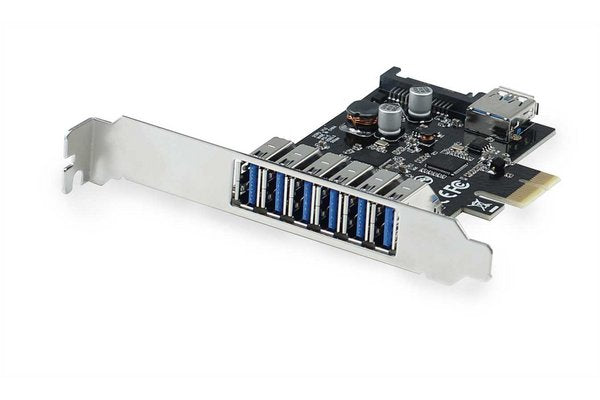 Carte PCIe Controleur USB 3.0 6+1 ports Type-A Std+LowProfile