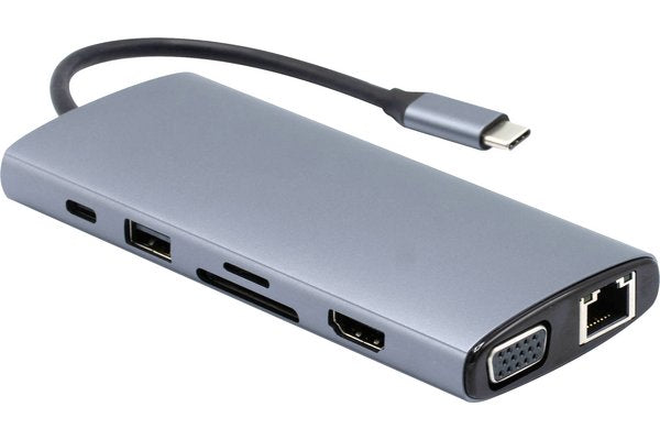 Mini Dock USB-C 11 en 1 HDMI 4K + VGA + LAN PXE +  4xUSB-A + SD + Jack + PD100W