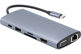 Mini Dock USB-C 11 en 1 HDMI 4K + VGA + LAN PXE +  4xUSB-A + SD + Jack + PD100W