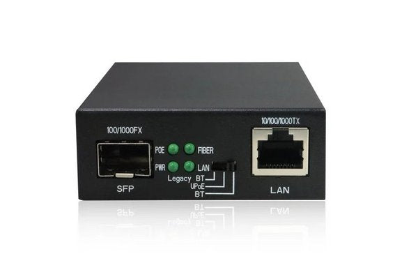 DEXLAN Convertisseur RJ45 10/100/1000 PoE++ 60W - Fibre SFP Gigabit
