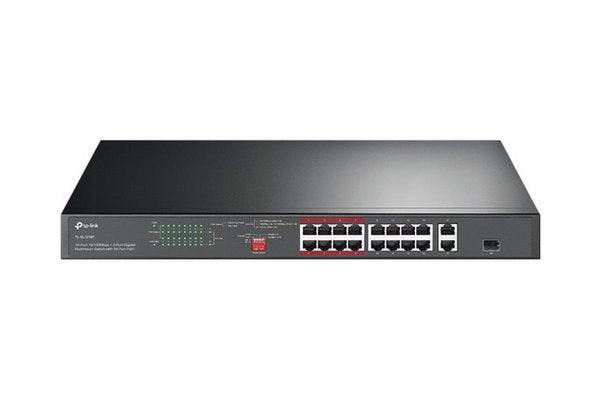 TP-LINK 16-Port 10/100Mbps + 2-Port Gigabit Rackmount Switch with 16-Port PoE+