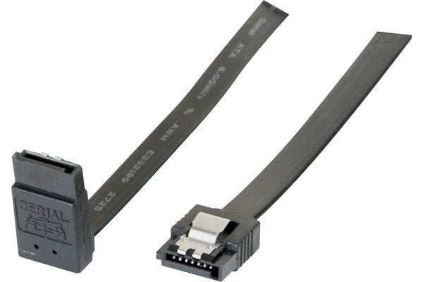 Câble sata 6GB/s coudé haut slim sécurisé (noir) - 50 cm