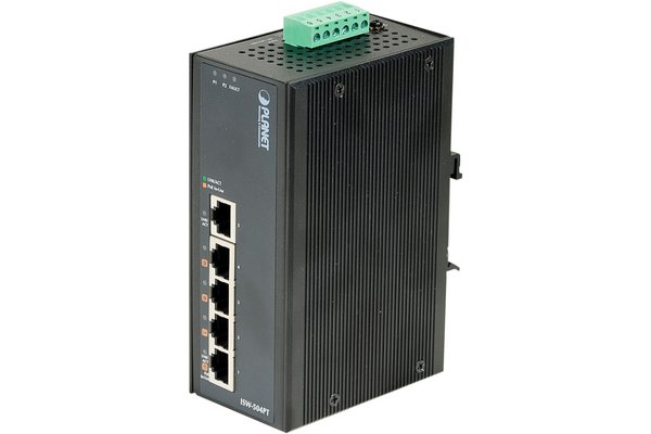 PLANET ISW-504PT commutateur réseau Non-géré L2 Fast Ethernet (10/100) Connexion Ethernet, supportant l'alimentation via ce port (PoE) Noir