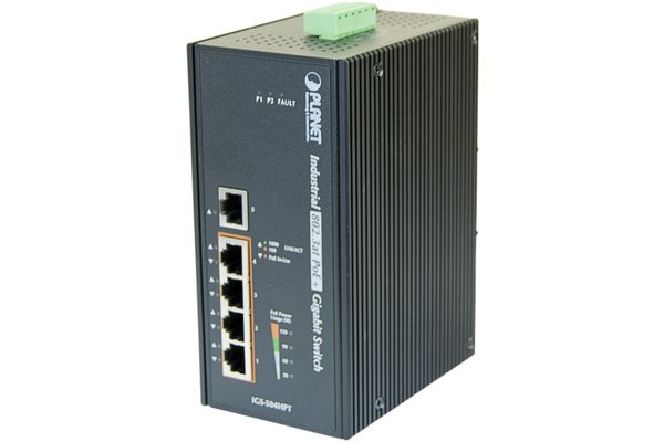 PLANET IGS-504HPT commutateur réseau Non-géré L2 Gigabit Ethernet (10/100/1000) Connexion Ethernet, supportant l'alimentation via ce port (PoE) Bleu