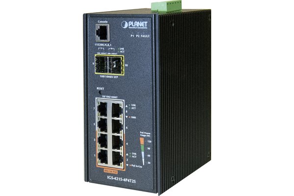 PLANET IGS-4215-4P4T2S commutateur réseau Géré L2/L4 Gigabit Ethernet (10/100/1000) Connexion Ethernet, supportant l'alimentation via ce port (PoE) Bleu, Blanc