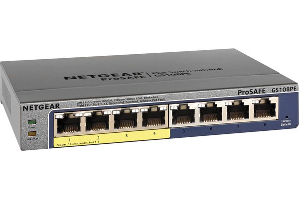 NETGEAR GS108PE Switch Prosafe+  8 Gigabit /4 PoE manageable