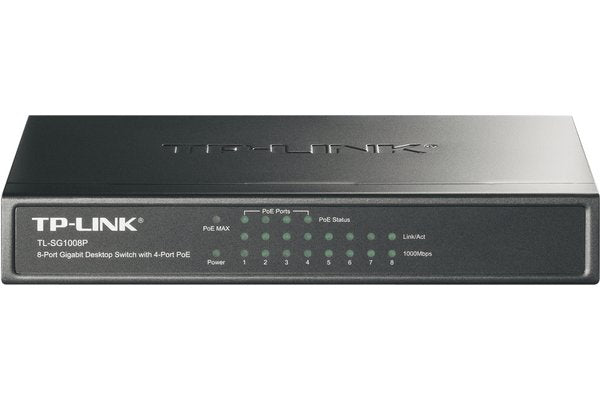 Switch Réseau 8 ports RJ45 Gigabit dont 4 PoE 802,3af 53W