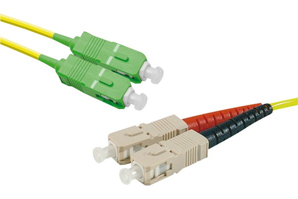 Jarretière optique duplex monomode OS2 9/125 SC-APC/ST-UPC jaune - 1 m