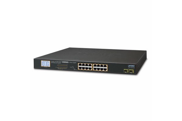 PLANET GSW-1820VHP commutateur réseau Non-géré Gigabit Ethernet (10/100/1000) Connexion Ethernet, supportant l'alimentation via ce port (PoE) 1U Bleu