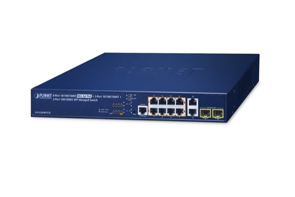 PLANET GS-5220-8P2T2S commutateur réseau Géré L2+ Gigabit Ethernet (10/100/1000) Connexion Ethernet, supportant l'alimentation via ce port (PoE) 1U Bleu