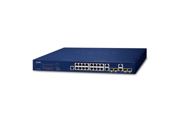 PLANET GS-4210-16P4C commutateur réseau Géré L2/L4 Gigabit Ethernet (10/100/1000) Connexion Ethernet, supportant l'alimentation via ce port (PoE) 1U Bleu