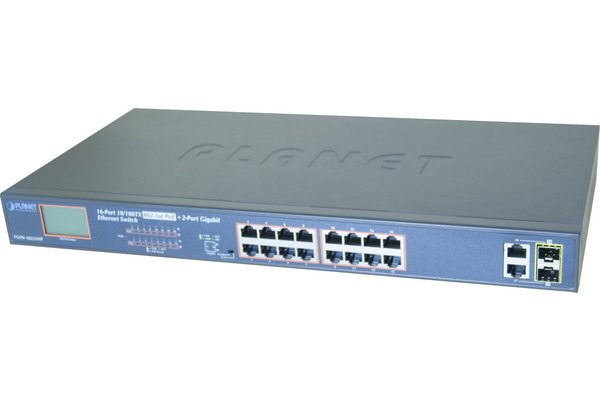 PLANET FGSW-1822VHP commutateur réseau Non-géré Fast Ethernet (10/100) Connexion Ethernet, supportant l'alimentation via ce port (PoE) 1U Bleu