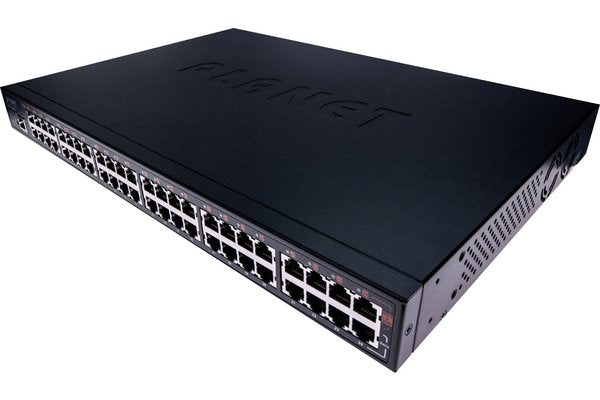 PLANET HPOE2400G commutateur réseau Géré Gigabit Ethernet (10/100/1000) Connexion Ethernet, supportant l'alimentation via ce port (PoE) 1U Bleu