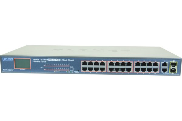 PLANET FGSW-2622VHP commutateur réseau Non-géré L2 Fast Ethernet (10/100) Connexion Ethernet, supportant l'alimentation via ce port (PoE) 1U Bleu