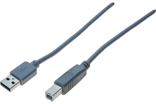 Cordon éco USB 2.0 type A /B gris - 0,6 m