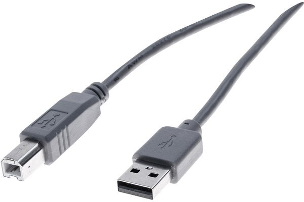 Cordon éco USB 2.0 type A /B gris - 5,0 m