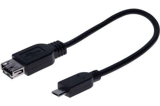 Cordon OTG USB 2.0 micro B / type A (male-femelle) noir - 0,21m