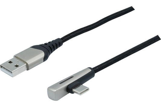 CORDON Type A -Type C  USB2.0 LED 60 W coudé -2m