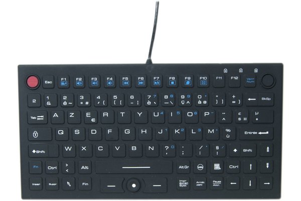 Clavier /Souris compact en silicone rigide étanche USB noir