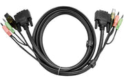 ATEN Câble KVM DVI-I USB Single Link 1,8m - 1,8 m - DVI-I - Noir - DVI-I/USB A/2 x 3.5mm - DVI-I/USB B/2 x 3.5mm - Mâle